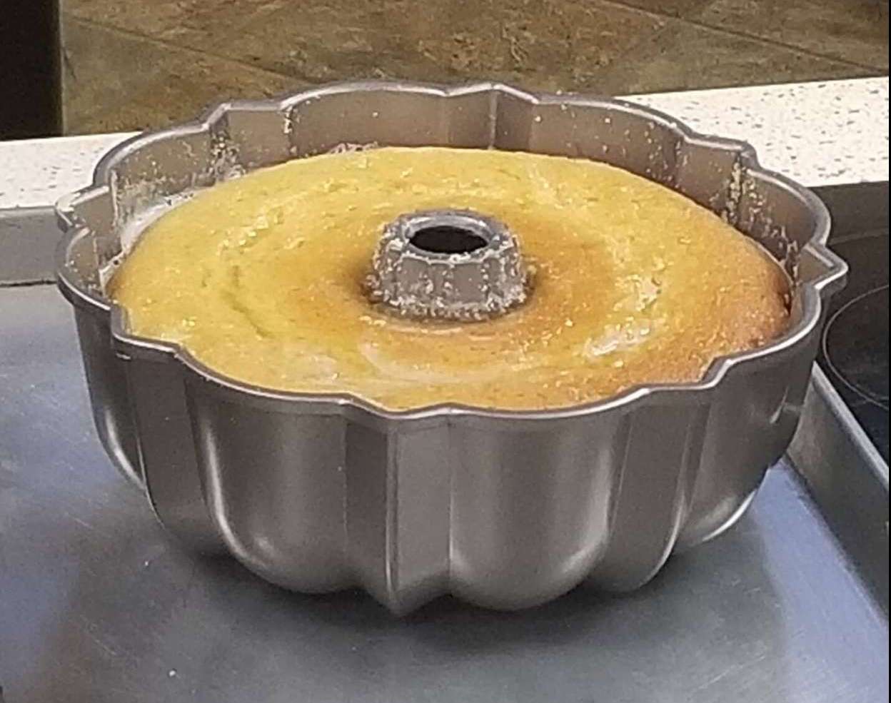 Bundt cake in pan