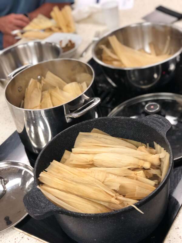 Tamales in pot